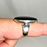 Black Tourmaline Oval Cabochon Ring Size 8.5 KRGJ3272