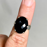 Black Tourmaline Oval Faceted Ring Size 6.5 PRGJ493