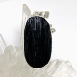 Black Tourmaline Oval Raw Pendant in a Decorative Setting KPGJ4597