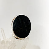 Black Tourmaline Oval Raw Split Band Ring Size 8 KRGJ3274