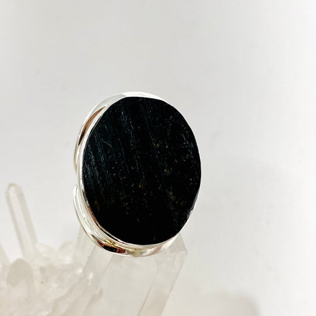 Black Tourmaline Oval Raw Split Band Ring Size 8 KRGJ3274