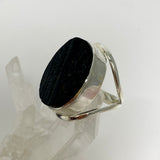 Black Tourmaline Oval Raw Split Band Ring Size 8 KRGJ3274