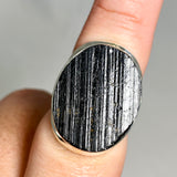 Black Tourmaline Oval Raw Split Band Ring Size 8 KRGJ3274