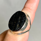 Black Tourmaline Oval Raw Split Band Ring Size 8 KRGJ3274