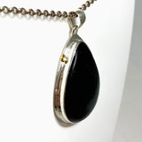 Black Tourmaline Teardrop Cabochon Pendant in a Decorative Setting KPGJ4593