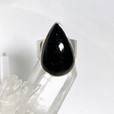 Black Tourmaline Teardrop Cabochon Ring Size 8 KRGJ3273