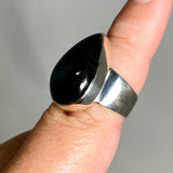 Black Tourmaline Teardrop Cabochon Ring Size 8 KRGJ3273