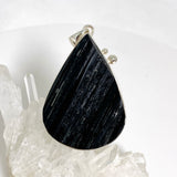 Black Tourmaline Teardrop Raw Pendant in a Decorative Setting KPGJ4599