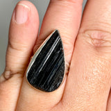 Black Tourmaline Teardrop Raw Split Band Ring Size 10 KRGJ3276