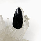 Black Tourmaline Teardrop Raw Split Band Ring Size 9 KRGJ3275