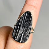 Black Tourmaline Teardrop Raw Split Band Ring Size 9 KRGJ3275