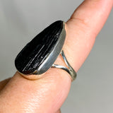 Black Tourmaline Teardrop Raw Split Band Ring Size 9 KRGJ3275