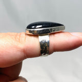 Black Tourmaline Teardrop Hammered Band Ring Size 7 KRGJ2874