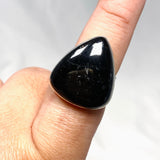 Black Tourmaline Teardrop Hammered Band Ring Size 9 KRGJ2873