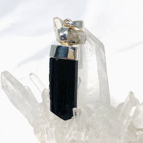 Black Tourmaline with Black Tourmaline in Quartz Raw Pendant KPGJ3695