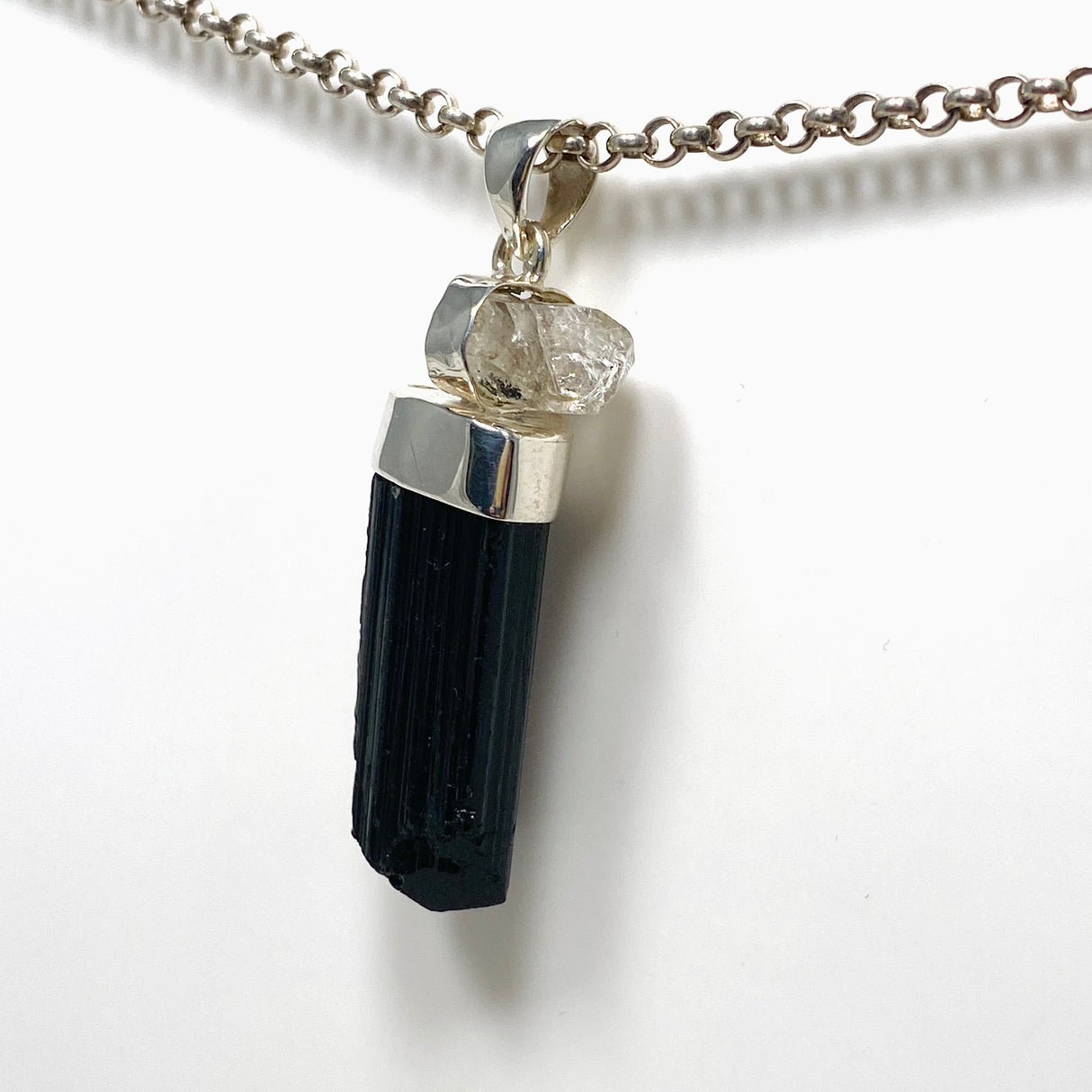 Black Tourmaline with Black Tourmaline in Quartz Raw Pendant KPGJ3695