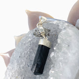 Black Tourmaline with Black Tourmaline in Quartz Raw Pendant KPGJ3700