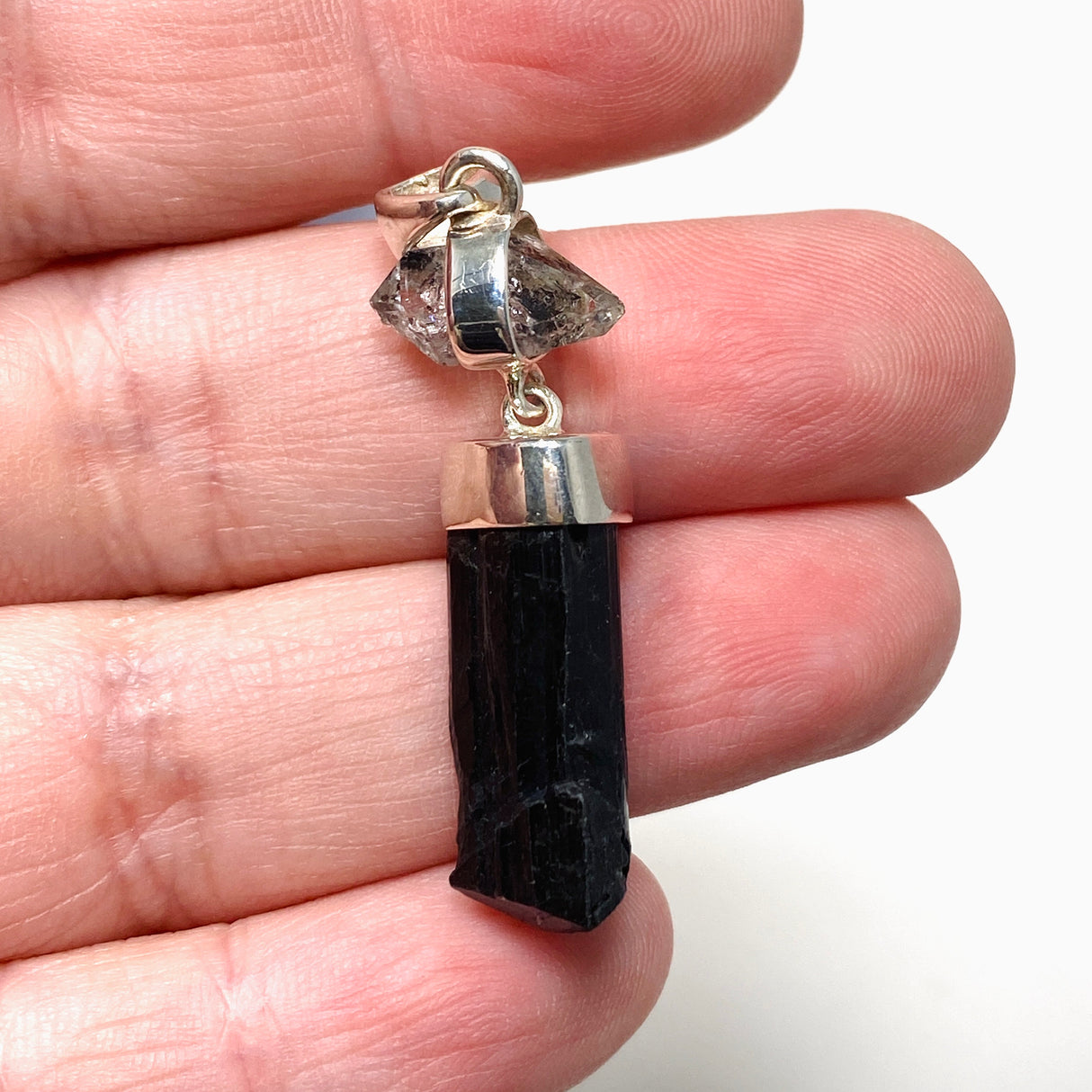 Black Tourmaline with Black Tourmaline in Quartz Raw Pendant KPGJ3700