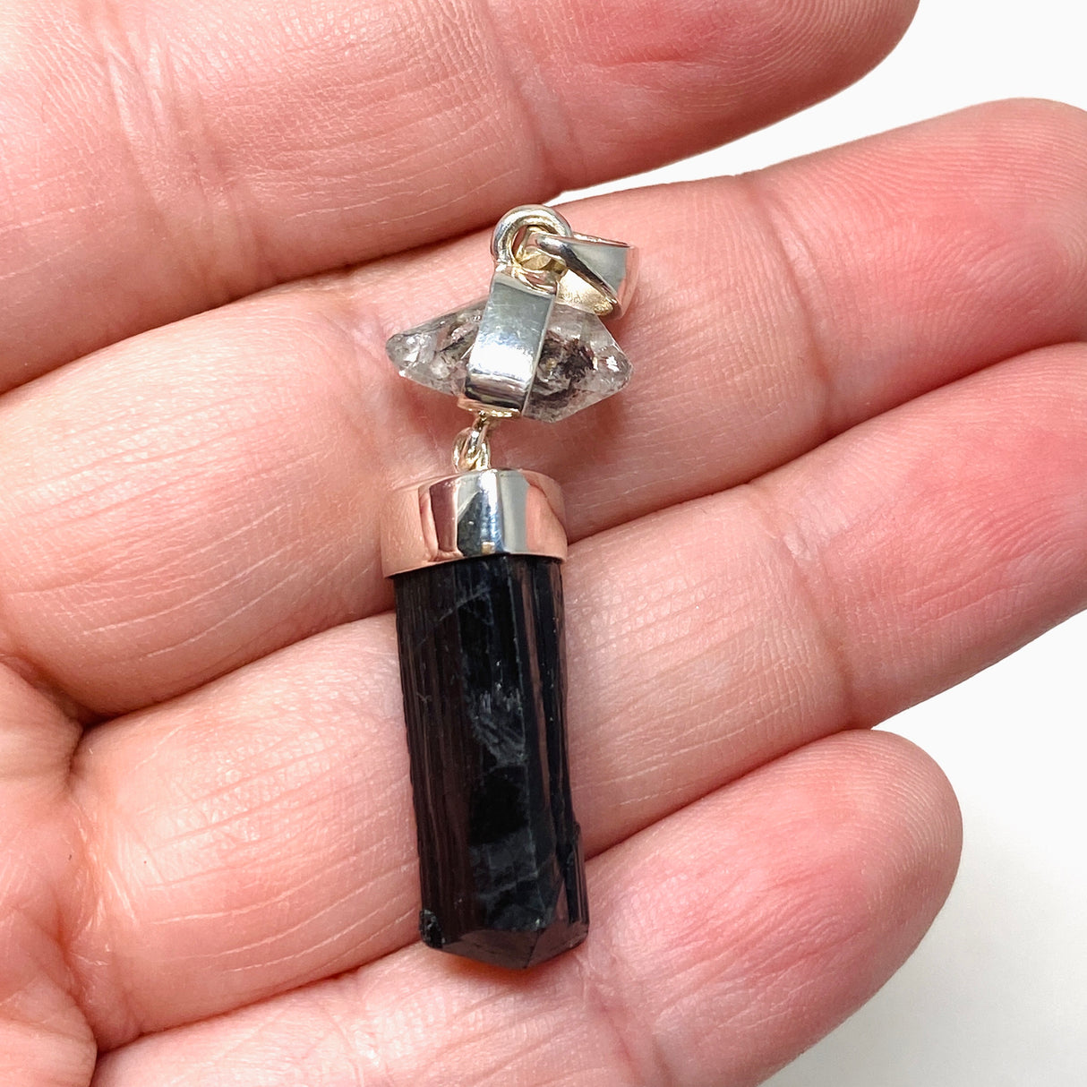 Black Tourmaline with Black Tourmaline in Quartz Raw Pendant KPGJ3700