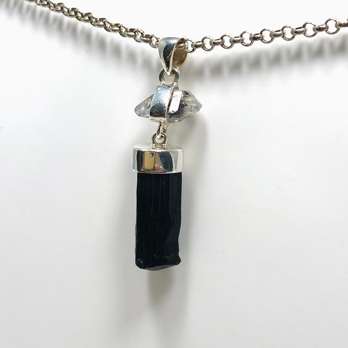 Black Tourmaline with Black Tourmaline in Quartz Raw Pendant KPGJ3700