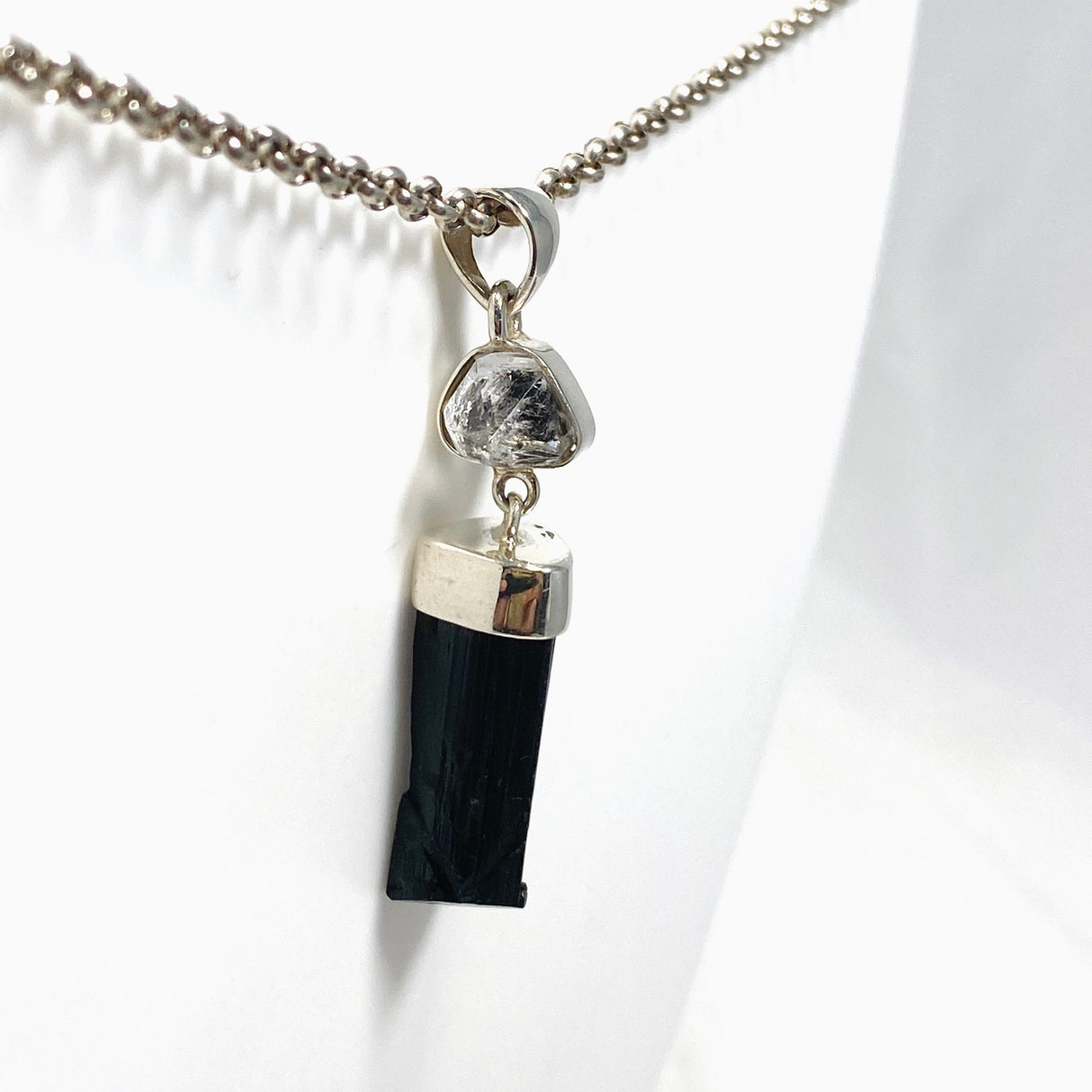 Black Tourmaline with Black Tourmaline in Quartz Raw Pendant KPGJ3700