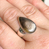 Black Sunstone Teardrop Cabochon Ring Size 9 KRGJ3333