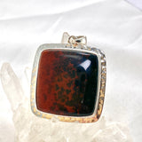 Bloodstone Square Cabochon Pendant in a Hammered Setting KPGJ4743