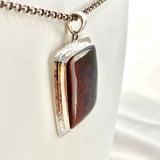 Bloodstone Square Cabochon Pendant in a Hammered Setting KPGJ4743