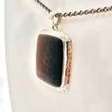 Bloodstone Square Cabochon Pendant in a Hammered Setting KPGJ4743