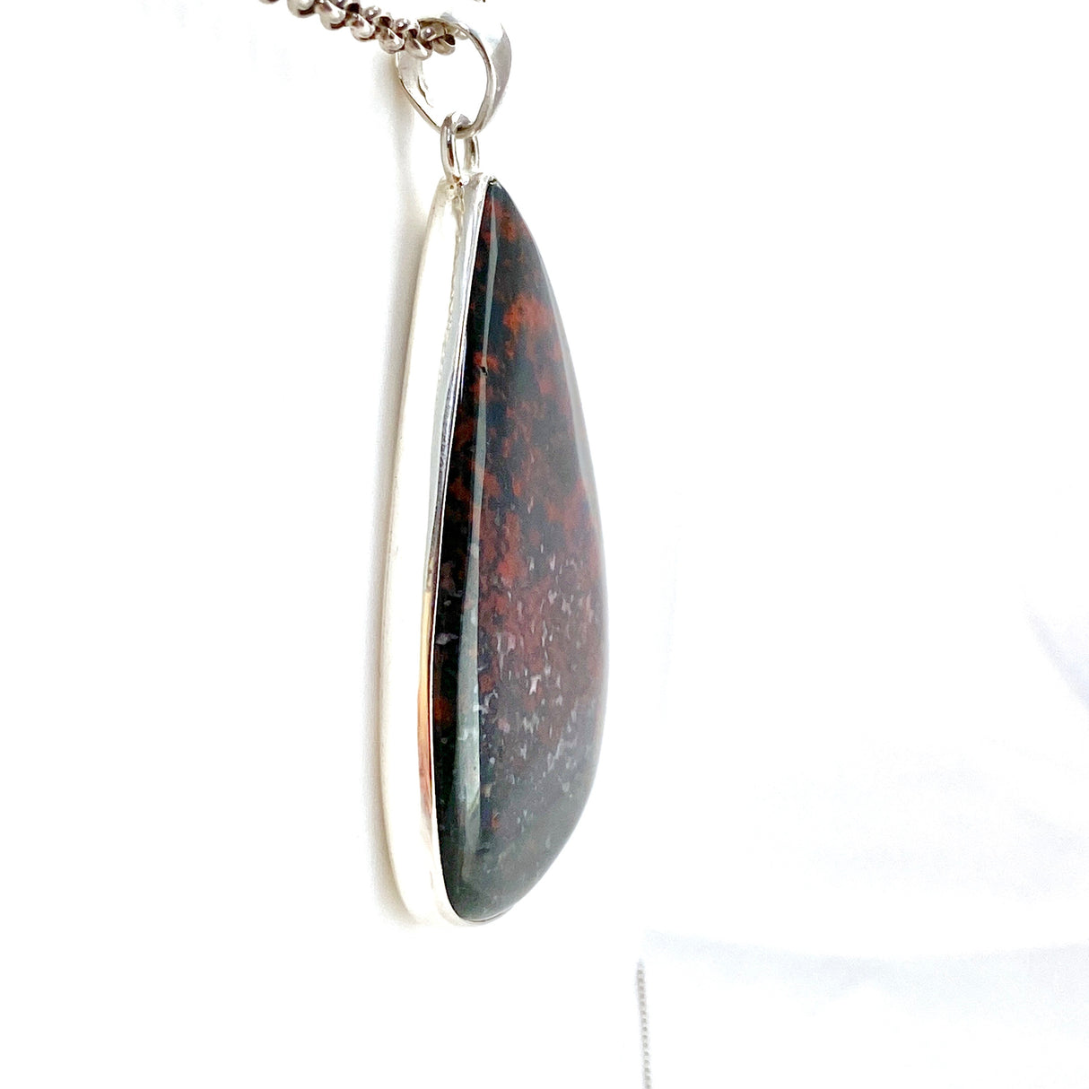 Bloodstone Teardrop Cabochon Pendant KPGJ4741