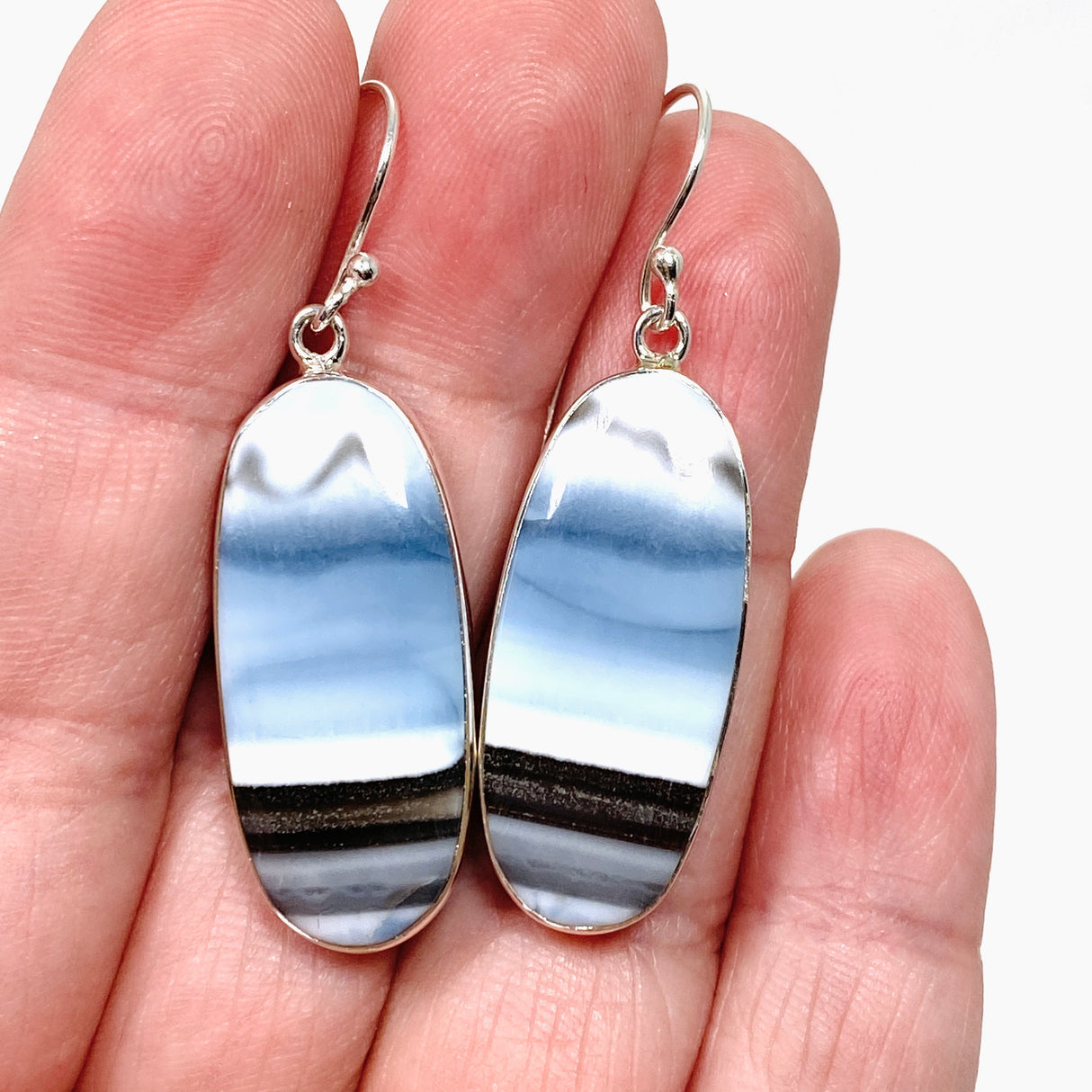 Blue Owhyee Opal Oval Cabochon Earrings KEGJ1534