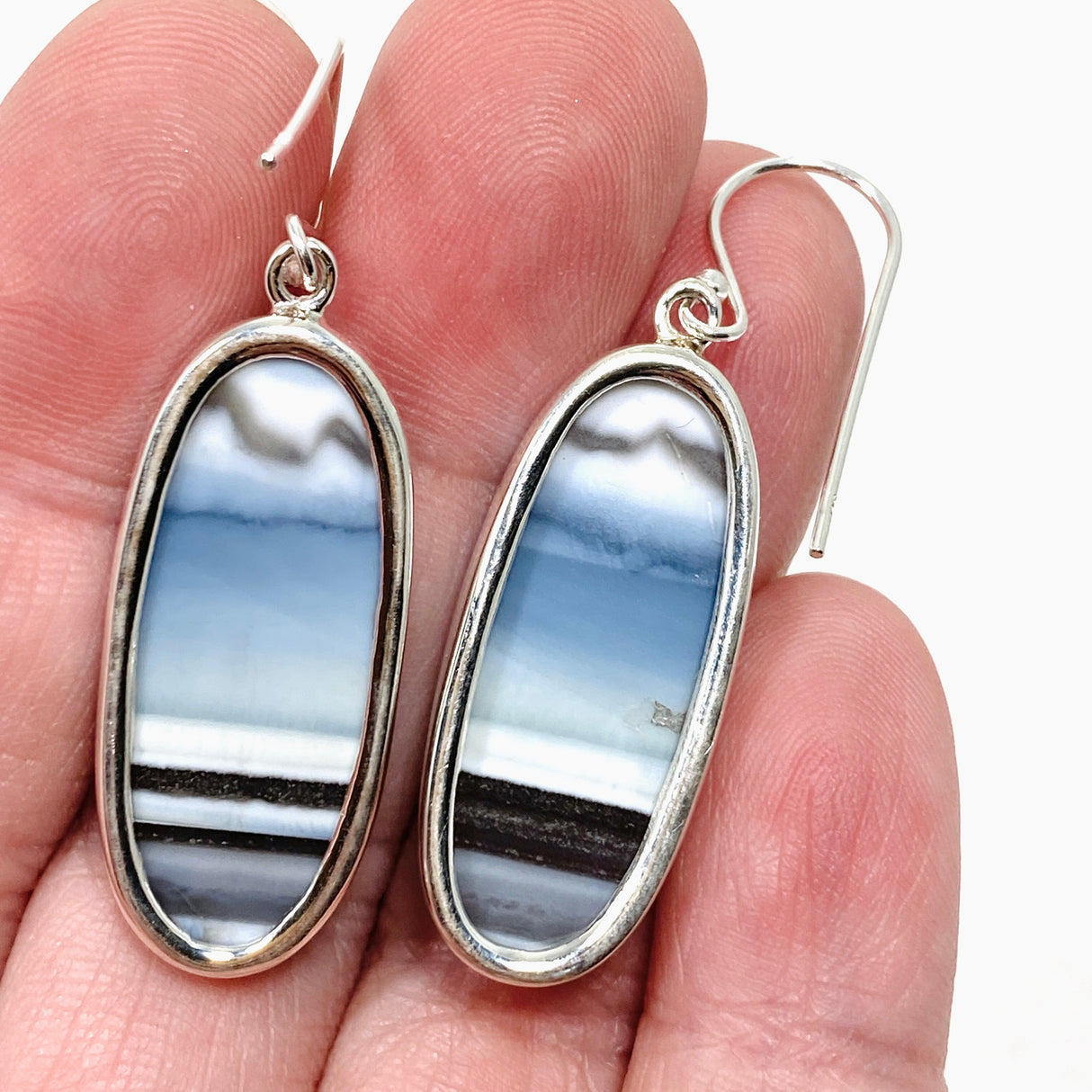 Blue Owhyee Opal Oval Cabochon Earrings KEGJ1534