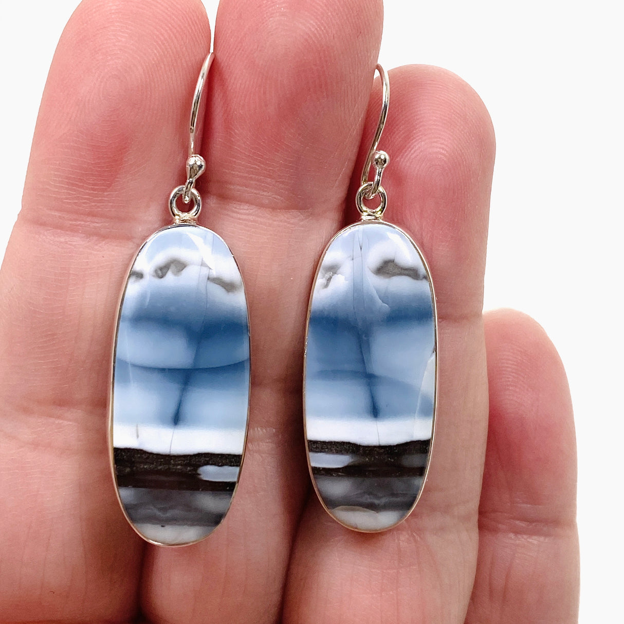 Blue Owhyee Opal Oval Cabochon Earrings KEGJ1535