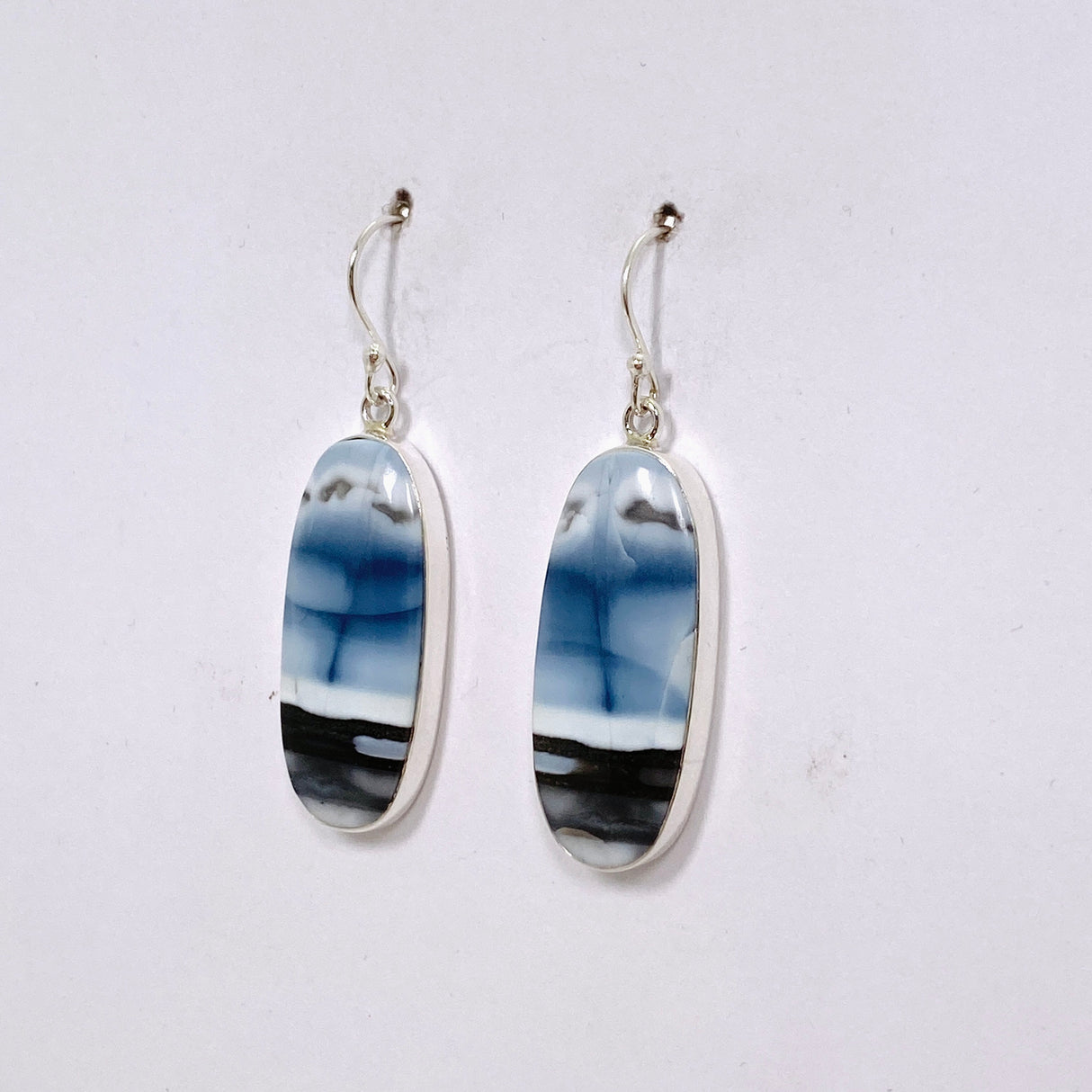 Blue Owhyee Opal Oval Cabochon Earrings KEGJ1535