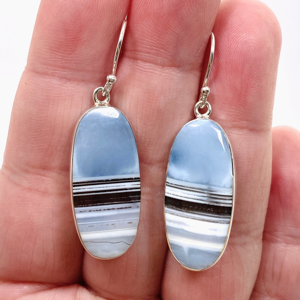 Blue Owhyee Opal Oval Cabochon Earrings KEGJ1536