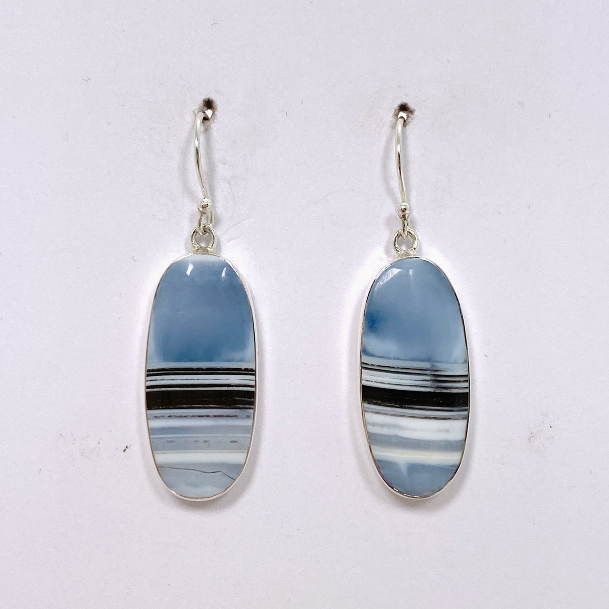 Blue Owhyee Opal Oval Cabochon Earrings KEGJ1536