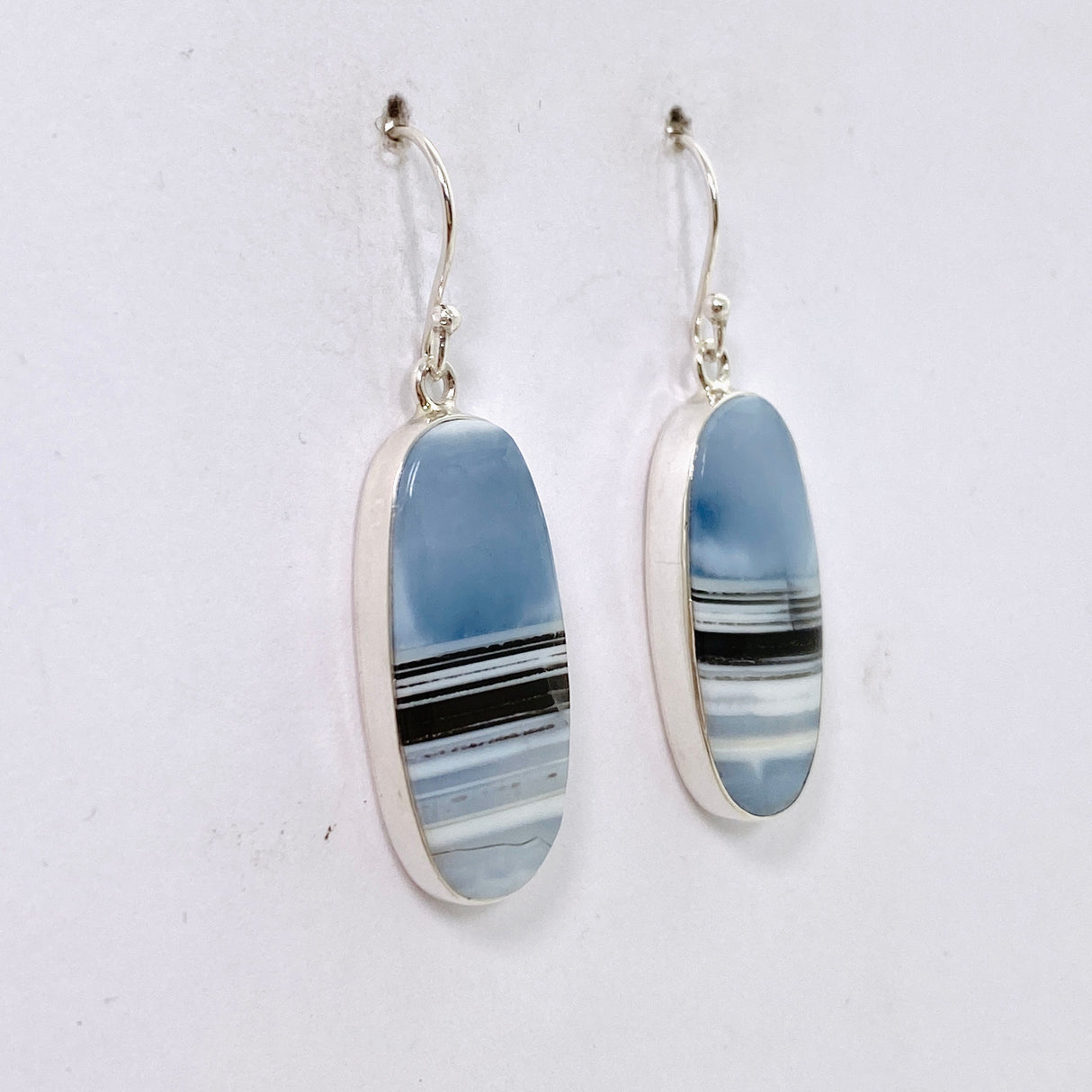 Blue Owhyee Opal Oval Cabochon Earrings KEGJ1536