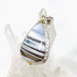 Blue Owhyee Opal Teardrop Cabochon Pendant with Brass Details KPGJ4648