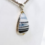 Blue Owhyee Opal Teardrop Cabochon Pendant with Brass Details KPGJ4648