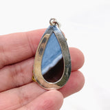 Blue Owhyee Opal Teardrop Cabochon Pendant with Brass Details KPGJ4649