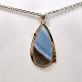 Blue Owhyee Opal Teardrop Cabochon Pendant with Brass Details KPGJ4649