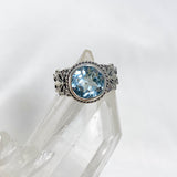 Blue Topaz Faceted Round Ring in a Decorative Setting R3671