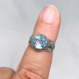 Blue Topaz Faceted Round Ring in a Decorative Setting R3671