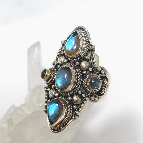 Boho Style Labradorite Multi Stone Ring Size 10 R4069