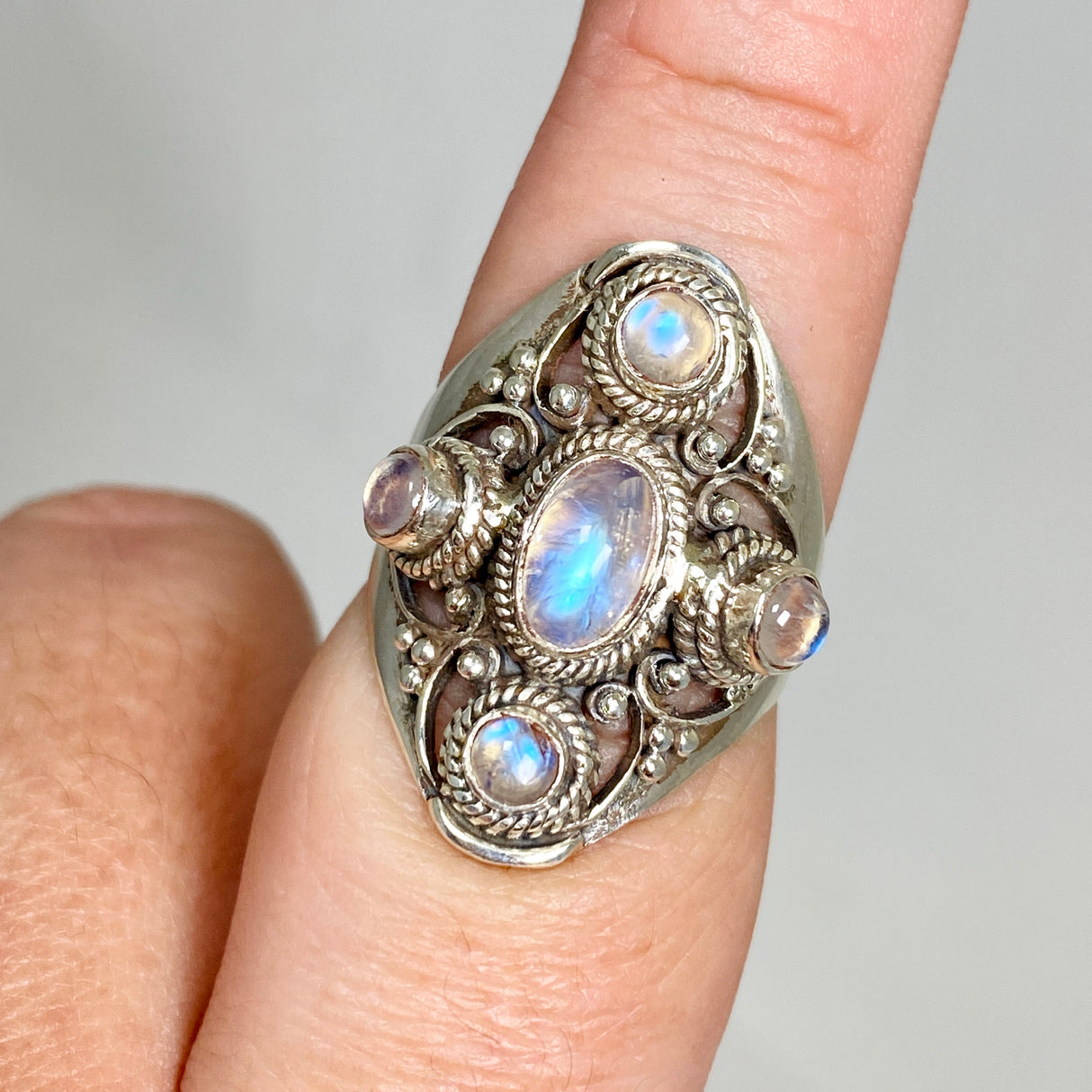 Boho Style Moonstone multi stone ring size 9 KRGJ3269