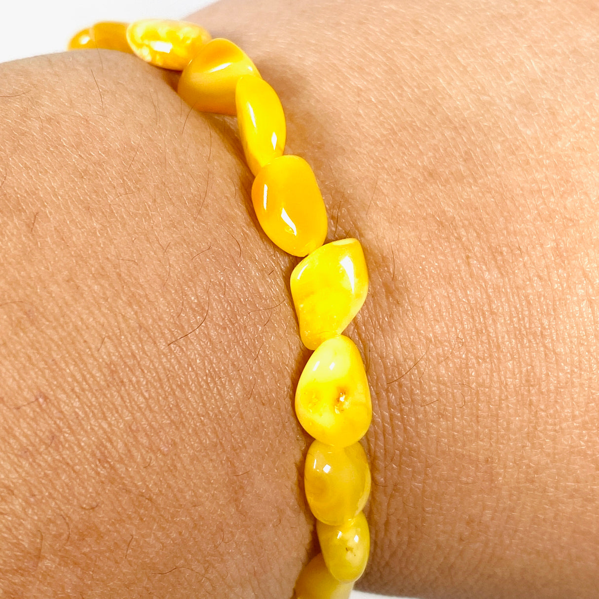 Butter Amber 5mm nugget beaded bracelet AMB185