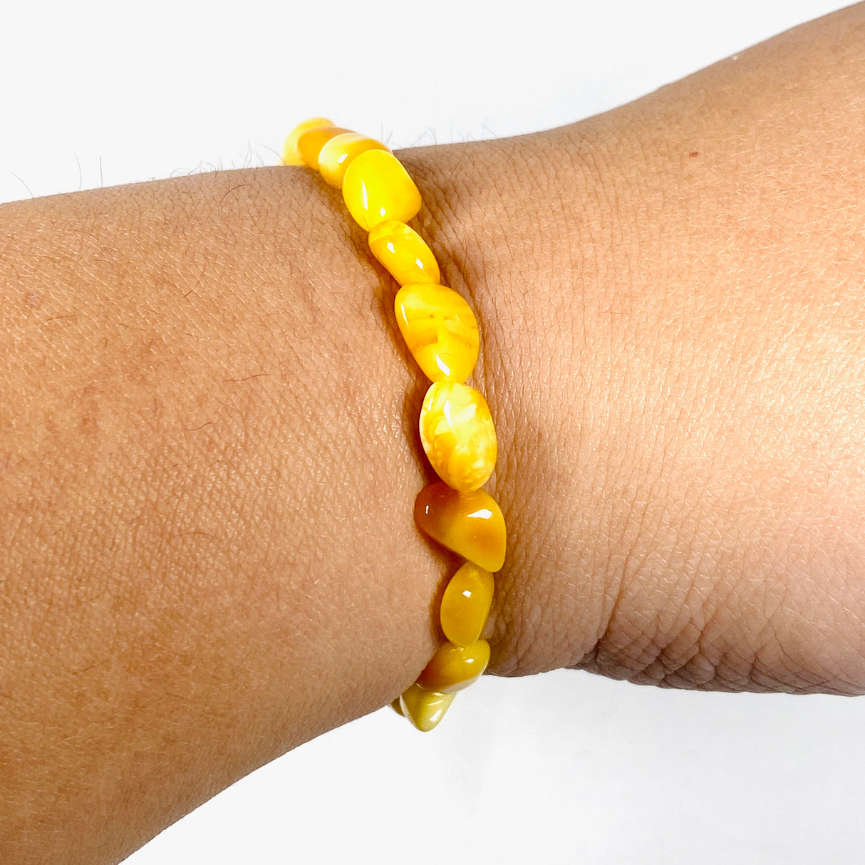 Butter Amber 5mm nugget beaded bracelet AMB185