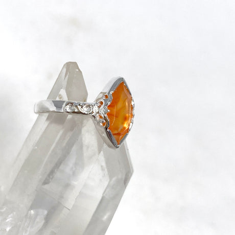 Carnelian Faceted Marquise Ring in a Decorative Setting R3726