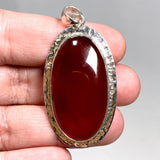 Carnelian Oval pendant in a decorative hammered setting KPGJ4580