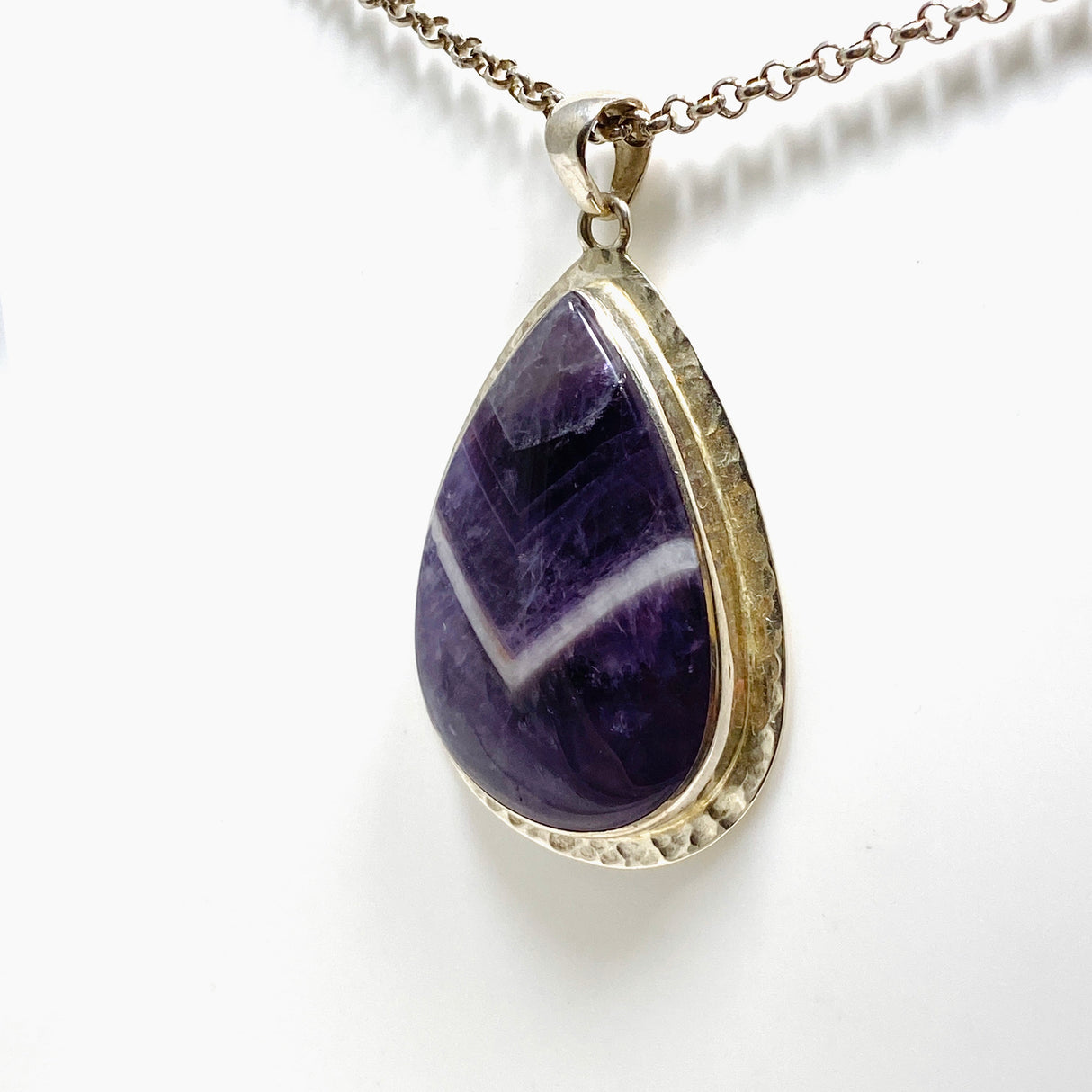 Chevron Amethyst teardrop pendant KPGJ2938